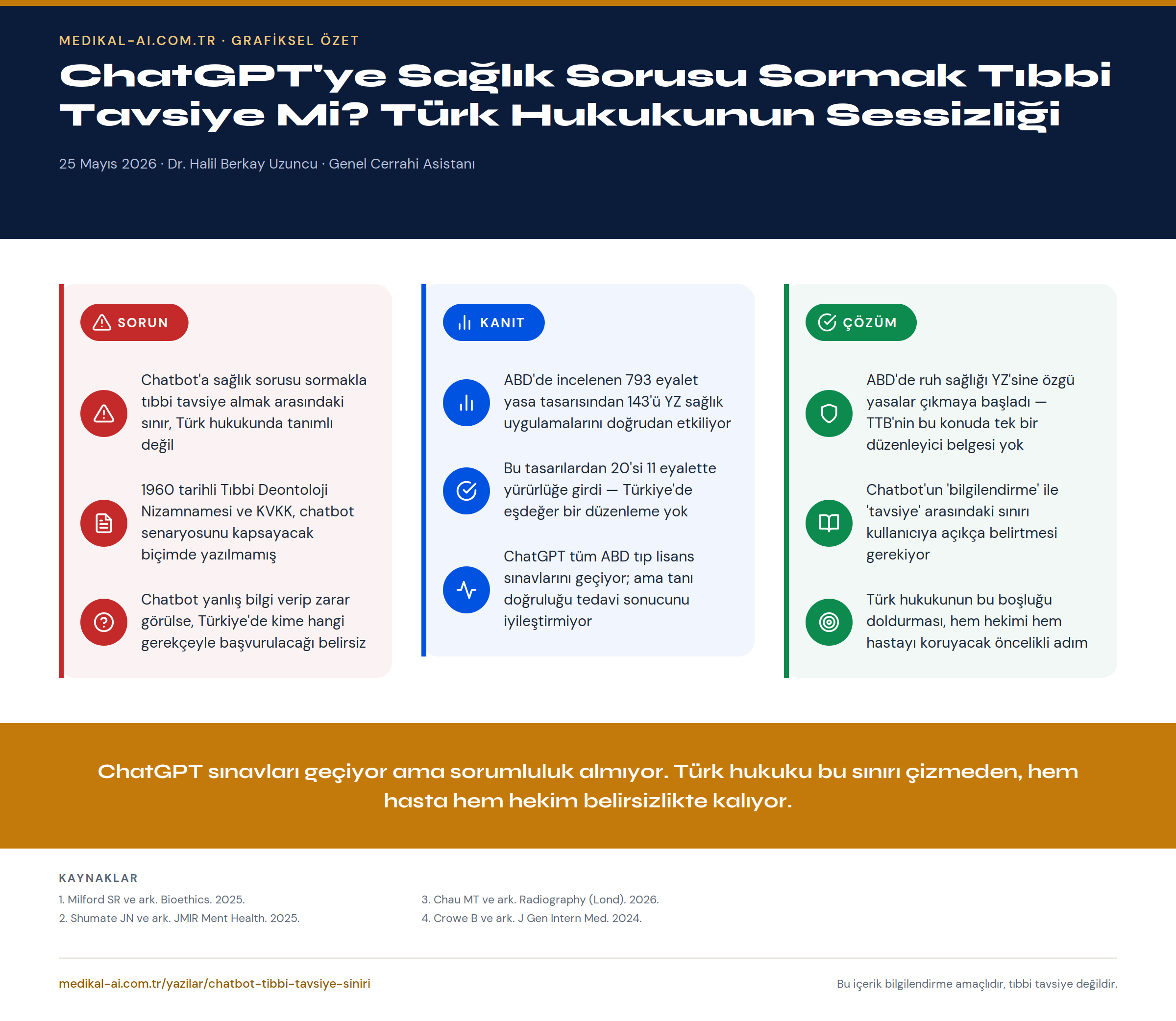 ChatGPT'ye Sağlık Sorusu Sormak Tıbbi Tavsiye Mi? Türk Hukukunun Sessizliği — grafiksel özet